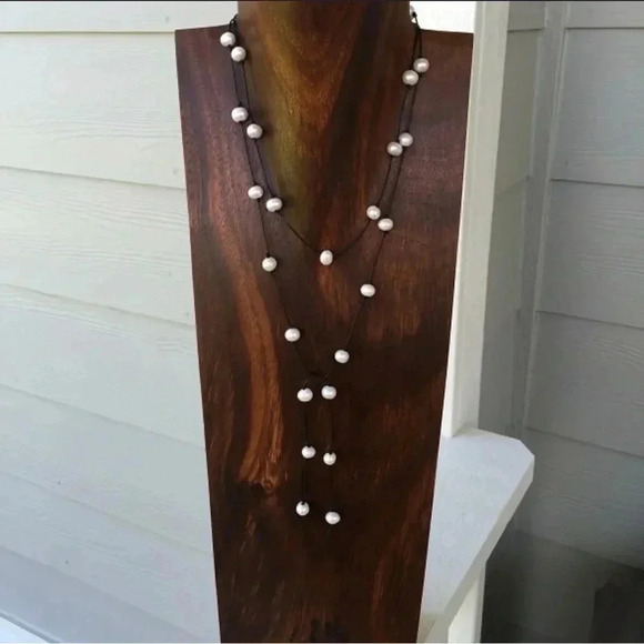 Leather and Pearls,White Cultured Freshwater Pearls ,June Birthday, - Picture 6 of 6